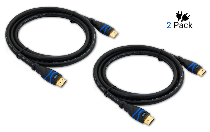 BlueRigger 4K HDMI Cable (3 Feet- 2-Pack, 4K 60Hz, High Speed) 2 Pack - 3 Feet