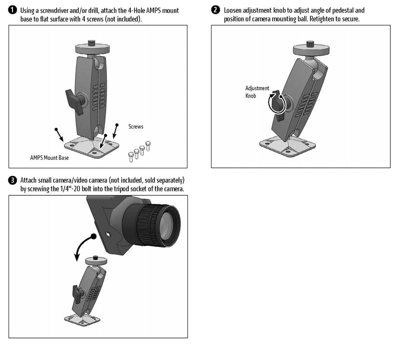 [AUSTRALIA] - ARKON Heavy Duty 4 Hole AMPS Wall Mounting Pedestal for Cameras and Video Cameras with 1/4 20 Mounting Pattern 