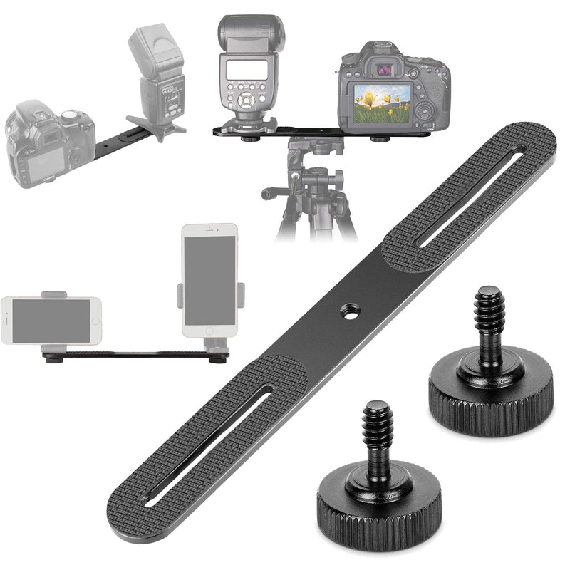 EXMAX® Dual Flash Bracket Holder for 1/4" Screw Tripod Light Stand DSLR Camera