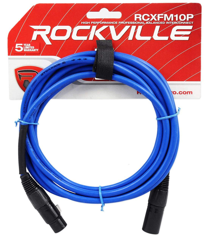 [AUSTRALIA] - Rockville RCXFM10P-BL Blue 10' Female to Male REAN XLR Mic/Speaker Cable 