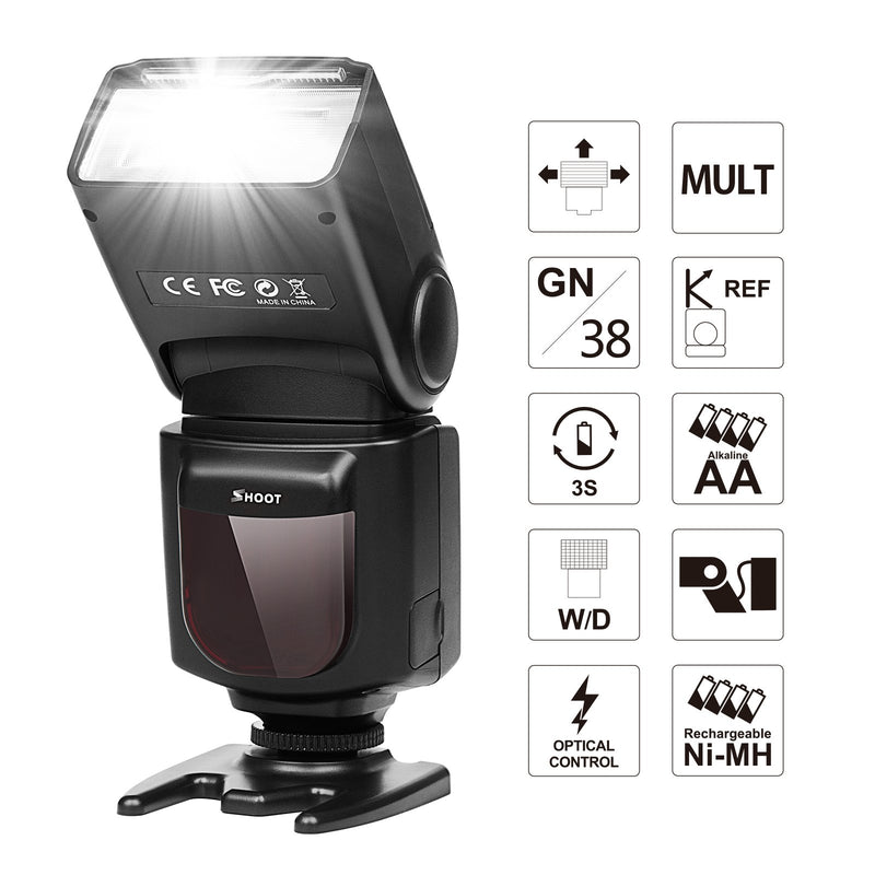 SHOOT Electronic Flash Speedlite XT-670 Universal On-Camera GN35 ISO100 for Digital Cameras with Standard Hot Shoe