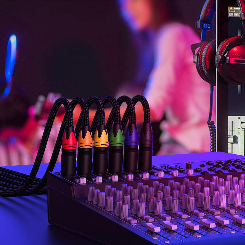 XLR DMX Cables 3ft 6 Pack, Anewbig DMX Stage Lights 3 Ft Feet Cable- Black Braided, 3 Foot, 6pack 3FEET