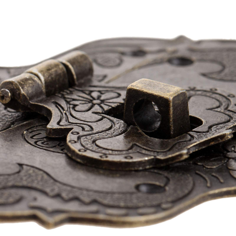 Dophee 1Pc 3"x2.24" Antique Embossing Decorative Brass Hasp Clasp Latch Lock with Screws for European Style Jewelry Trinket Box Decoration 3"*2.24"