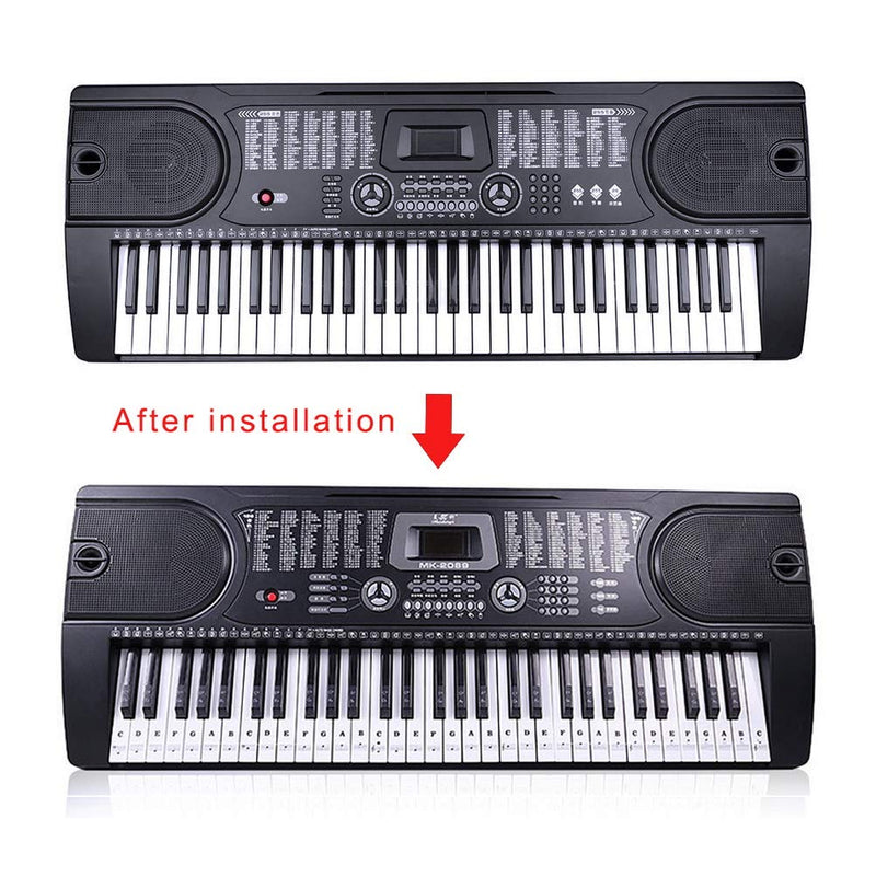 FASHIONROAD Piano Keyboard Stickers Specially for 88/61/76/49 Key,Color Piano Stickers Transparent Removable Piano Keyboard Letters for Beginners and Kids