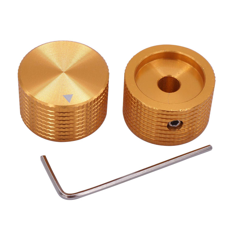 Taiss/ 2pcs Golden color Aluminum Rotary Electronic Control Potentiometer Knob For 6 mm Diameter Shaft, Volume Control Knob, Audio knob, Guitar Knob，Switch Knob, 25mm dia. x 15mm height gold