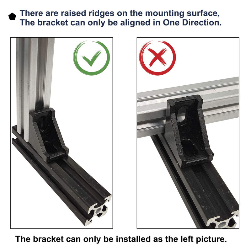 10Sets Black 2020 Series Aluminum Profile Connector Set, 10pcs Corner Bracket, 20pcs T Nuts and Hex Screw Bolt for Slot 6mm 20S Aluminum Rail Accessories