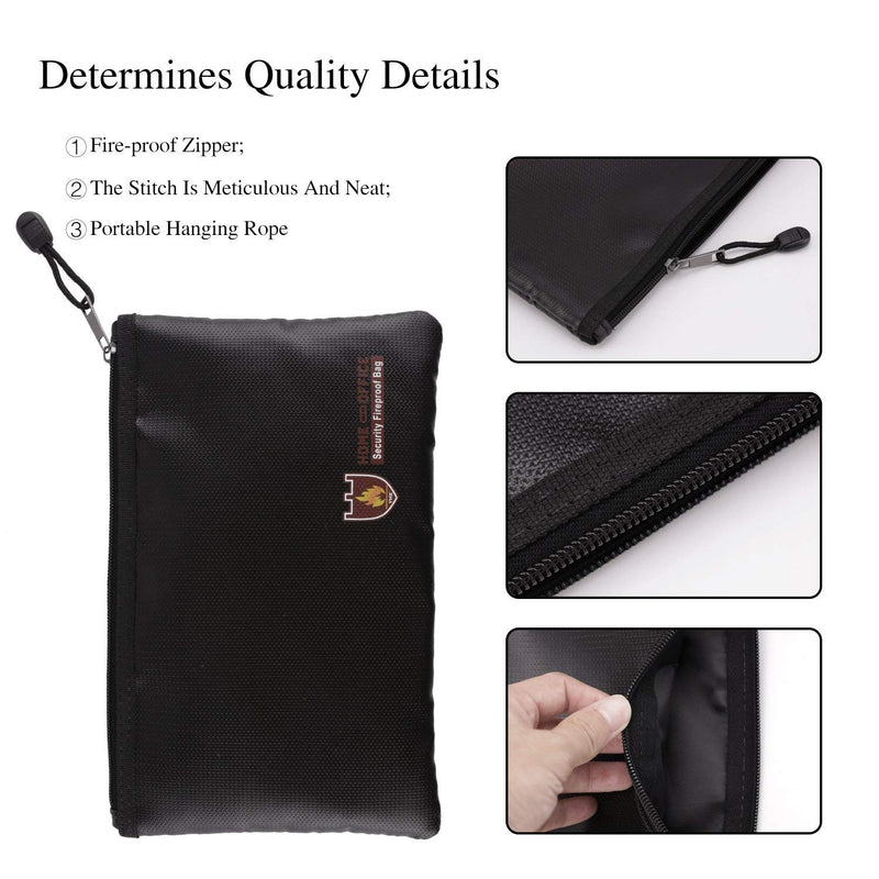 Fellibay Fireproof Document Bags Envelope Holder A4 Size Waterproof Fireproof Bag with Fireproof Zipper for Valuables, Money, Jewelry, Passport, Files Storaging 1Pcs (Small) Small