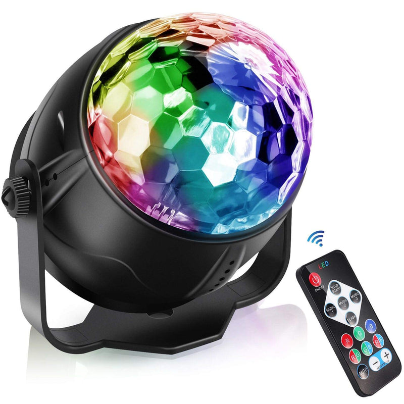 Yizhet Disco Lights, Sound Activated LED Party Light with Remote Control, 7 Colours RGB Disco Ball Light USB Powered DJ Stage Light 360° Rotating Strobe Light for Birthday, Family, Party, Halloween