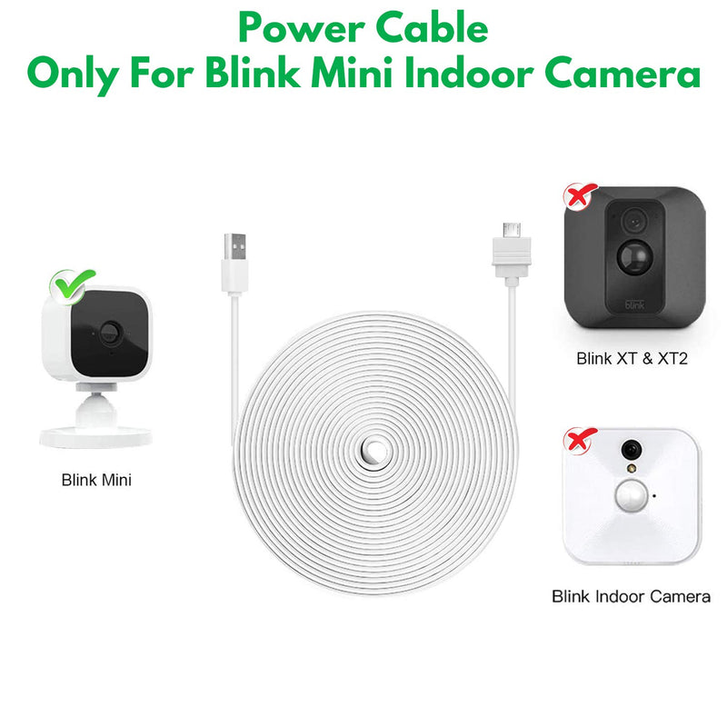 25ft/7.5m Power Cable for Blink Mini Security Camera, Extension USB Cable Continuously Charging Your Blink Mini Indoor Plug-in Smart Camera (Plug and Camera are Not Included)