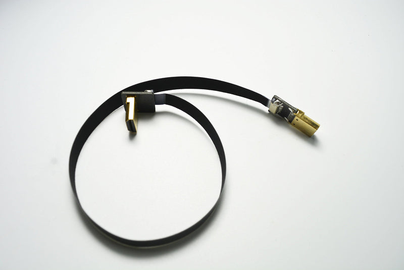 [AUSTRALIA] - Permanent FFC Flat Slim HDMI Cable Standard Full Normal HDMI Male to Standard HDMI Full Size HDMI Normal HDMI 90 Degree Compatible for RED Blackmagic BMCC Sony nex FS7 Canon C300 30CM Black 