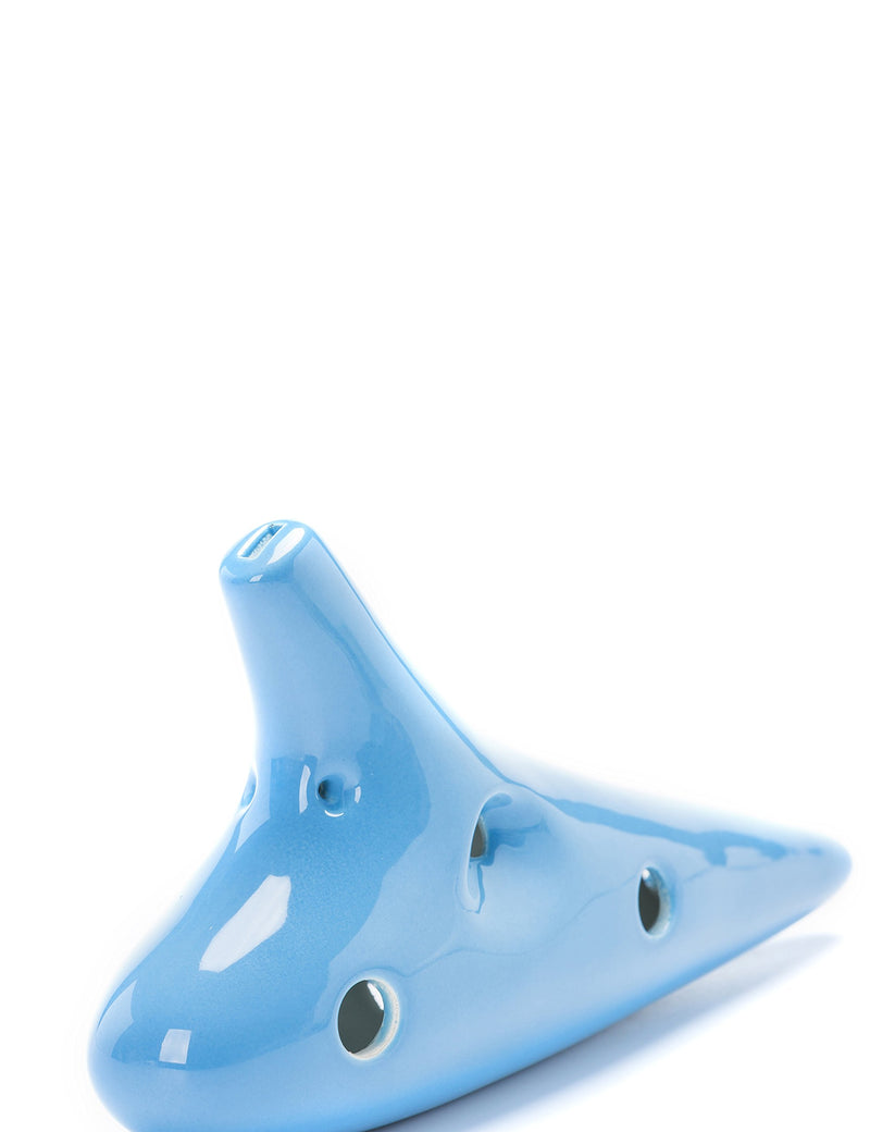 ”Joy of Wood Thrush” 12 Hole Alto C Ceramic Ocarina in Exquisite Craft (Water Blue) Water Blue