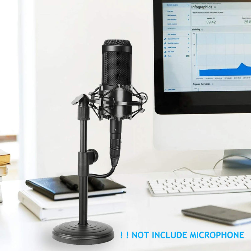 AT2020 Desktop Microphone Stand with Mic Shock Mount, Adjustable Table Mic Stand for Audio Technica AT2020 AT2020USB+ AT2035 ATR2500 Condenser Studio Microphone by Frgyee