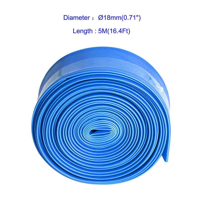 Aoje-Link 18mm ID Blue Heat Shrink Tubing Shrinkable Tube 5M(16.4Ft) 1pcs 18mm x 5M(Ф * L)