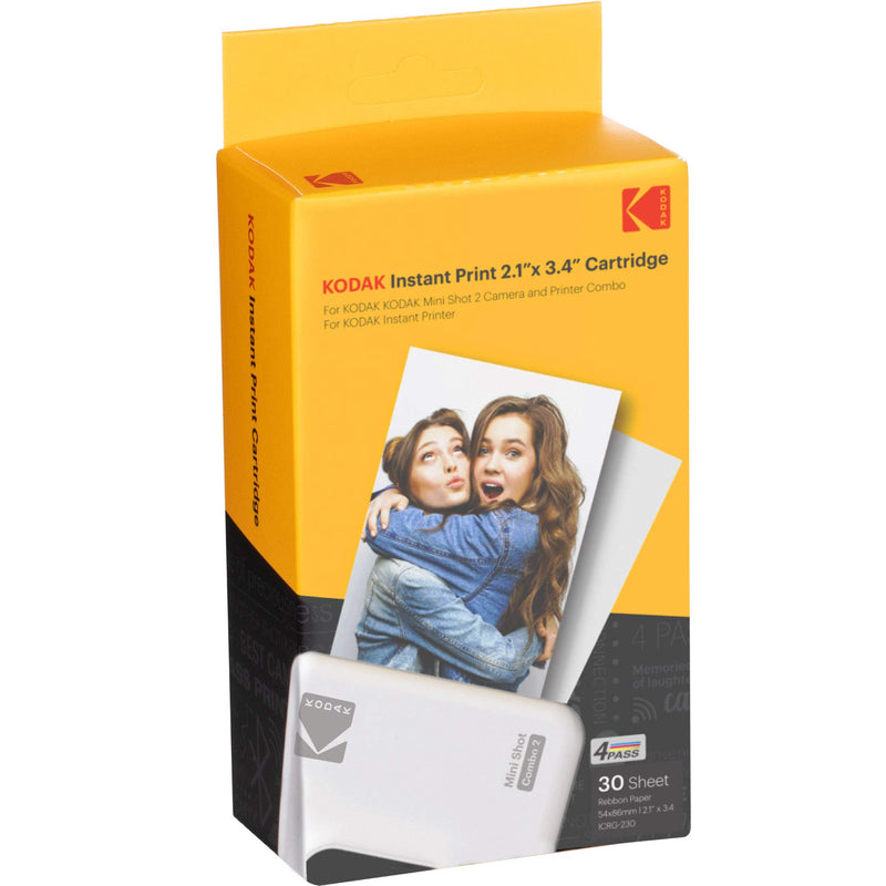 60 Pack of Kodak 4PASS 2.1"x3.4" Cartridge, All-in-One Paper and Color Ribbon Cartridge Refill - Compatible with Kodak Mini 2, Mini 2 Plus, Mini 2 Retro, Mini Shot, Mini Shot 2 Retro - ICRG-260 60 Pack
