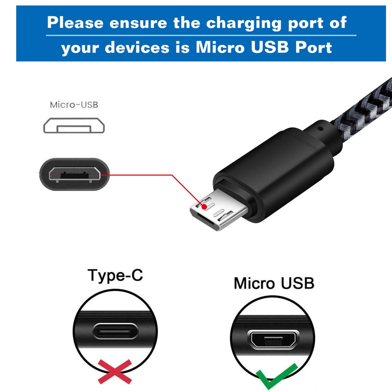 Android Charger Cable, HI-CABLE Micro USB Cable [2 Pack/6FT] with 2-Pack Dual Port USB Wall Charger Fast Charging Compatible with Samsung Galaxy S7 S6 J8 J7 Note 5,Kindle,LG,PS4,Camera (Black)