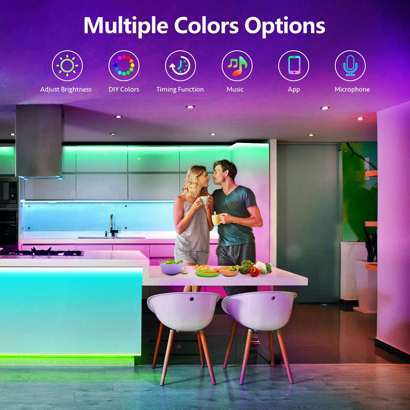 [AUSTRALIA] - 25ft LED Strip Lights, APP Control Music Sync Color Changing LED Light Strip, SMD 5050 RGB LED Tape Lights with IR Remote (APP+Remote+Mic+3-Button Switch). 