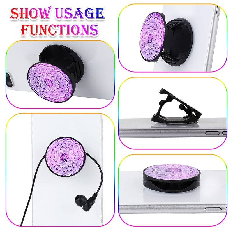9 Pieces Phone Grip Holder Colorful Collapsible Phone Holder Self-Adhesive Sublimation Phone Holders for Smartphone and Tablets (Mandala Flower) Mandala Flower