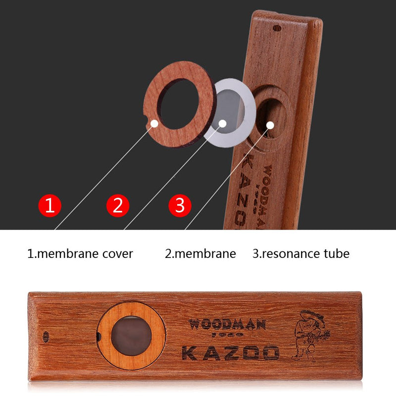 Wooden Kazoo, Kids Wooden Kazoo Ukulele Guitar Partner Musical Instrument Gift for Beginner Kids