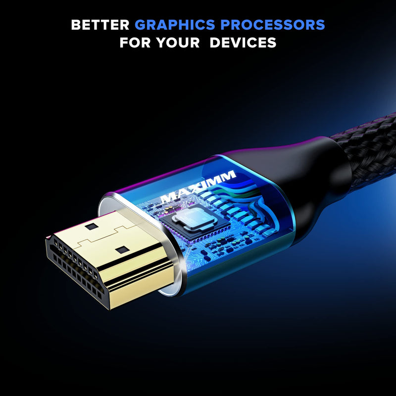 HDMI Cable 8k (Maximm Cable’s New Upgraded Design) HDMI 2.1, 10ft, Certified 48Gbps, 8K@60Hz 18Gbps 4K@120Hz Ultra High-Speed Gaming HDMI Cable, 8k/4k Cable, 3 Pack, UL-Listed 10 Feet