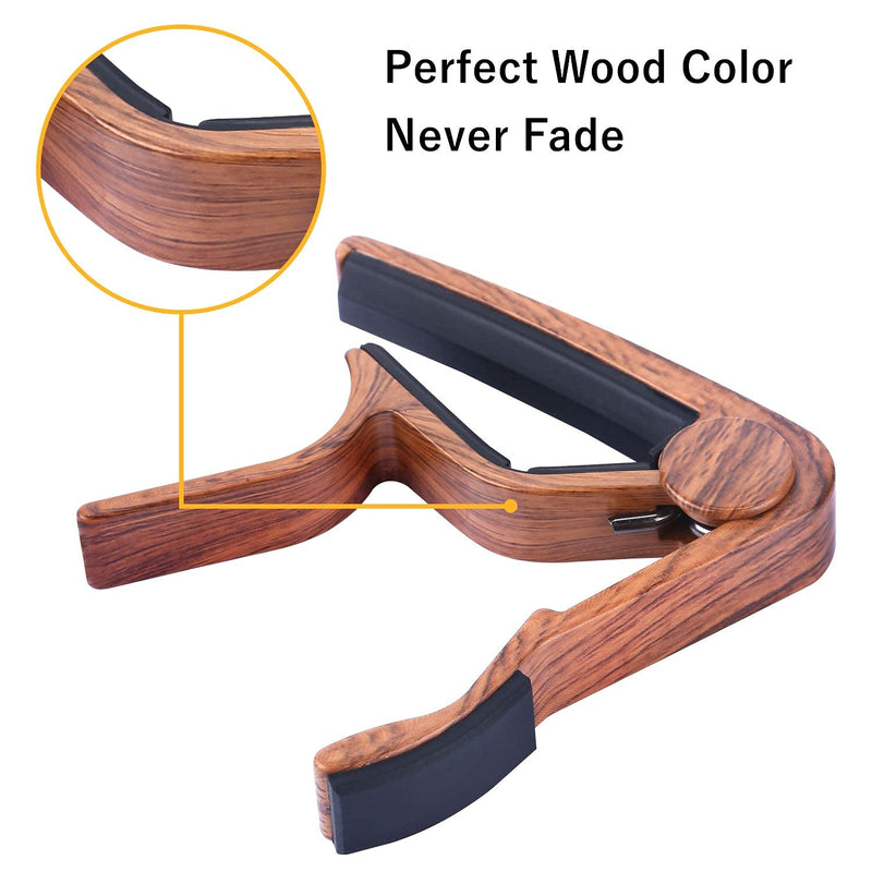 [AUSTRALIA] - MOREYES Guitar Capo for Acoustic Guitar,Ukelele, Electric Guitar,Bass with Wood Color Guitar Picks (Mirabow color) 