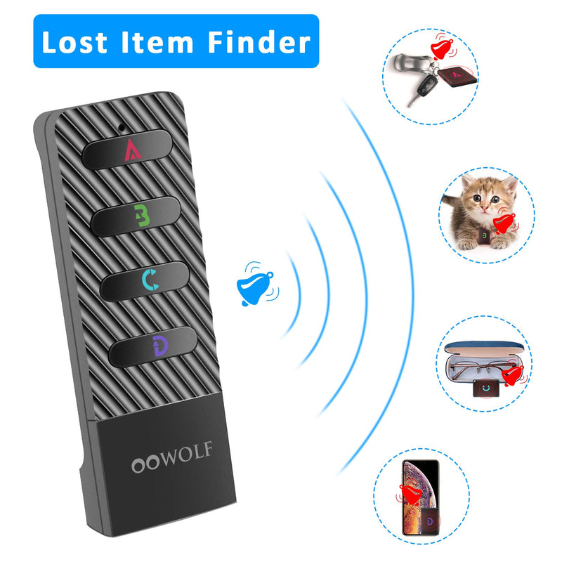 OOWOLF Key Finder, Wireless RF Item Locator Anti-Lost Alarm Item Tracker Finder Loud Beeping Sound with 4 Receivers Rechargeable for Car Keys, TV Remote, Wallet, Phone