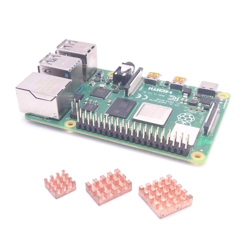 Easycargo Raspberry Pi 4 Heatsink Fan Kit, Cooler Raspberry Pi 4B, 3 B (4 Set, Copper) 4 Set