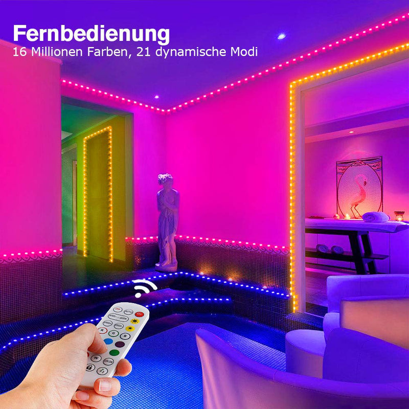 [AUSTRALIA] - LED Strip Lights, MOSFiATA 23ft Waterproof Bluetooth Color Changing LED Lights Strip, App Controlled+24 Key IR Remote Control, 16 Million Colors RGB Tape Lights for Kitchen, TV, Party, Home Decoration 