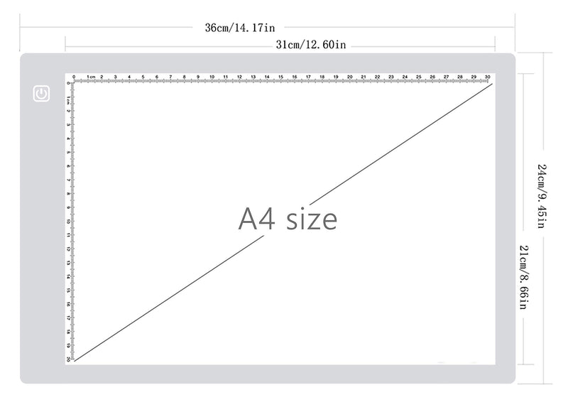 A4 Ultra-Thin Portable LED tracing Light Box Dimmable Brightness LED Art Tracing Pad for Artist Drawing Sketching Animation Stencilling and 5d Diamond Painting (Silver, A4) Silver