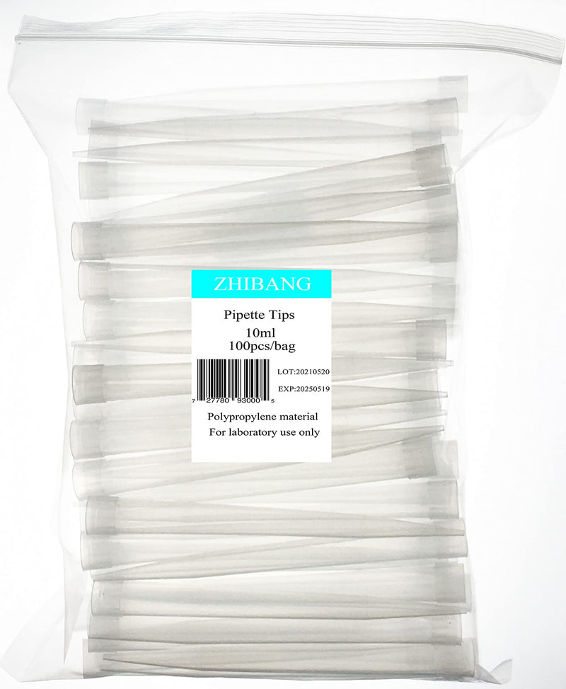 100 Pcs 10ml Laboratory Plastic Pipettor Tips, 10ml Plastic Pipette Tips, Polypropylene, Clear (10ml)