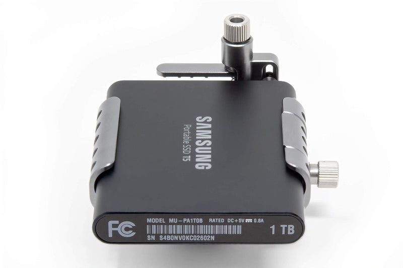 KONDOR BLUE T5 SSD Holder w/Cold Shoe Mount for Z CAM S6 F6 F8 BMPCC4K/6K. Compatible with Any cage or hot Shoe. Made for Samsung T5 Media Drives commonly Used with Kondor Blue USB C Cable.