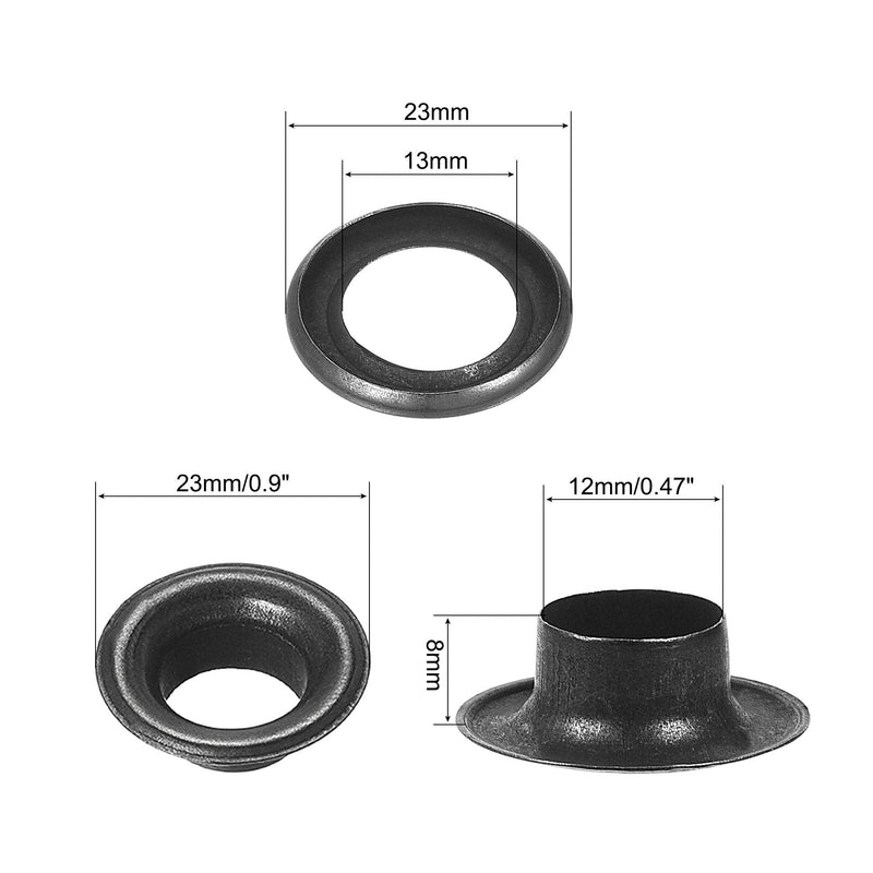 uxcell Grommet Tool Kit 15 Sets 1/2" Copper Eyelets with 3pcs Setting Tools, 12mm Inside Dia. Dim Gray