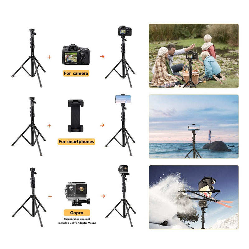 PHOPIK Phone Tripod Stand : Selfie Stick Tripod,Phone Tripod Extendable Camera & Cell Phone Tripod Stand for iPhone & Android Phone, Heavy Duty Aluminum, Lightweight