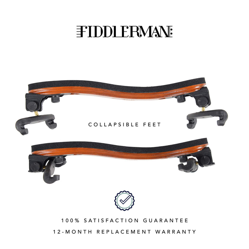 Fiddlerman Wood Violin Shoulder Rest for 4/4 and 3/4 with Collapsible and Height Adjustable Feet