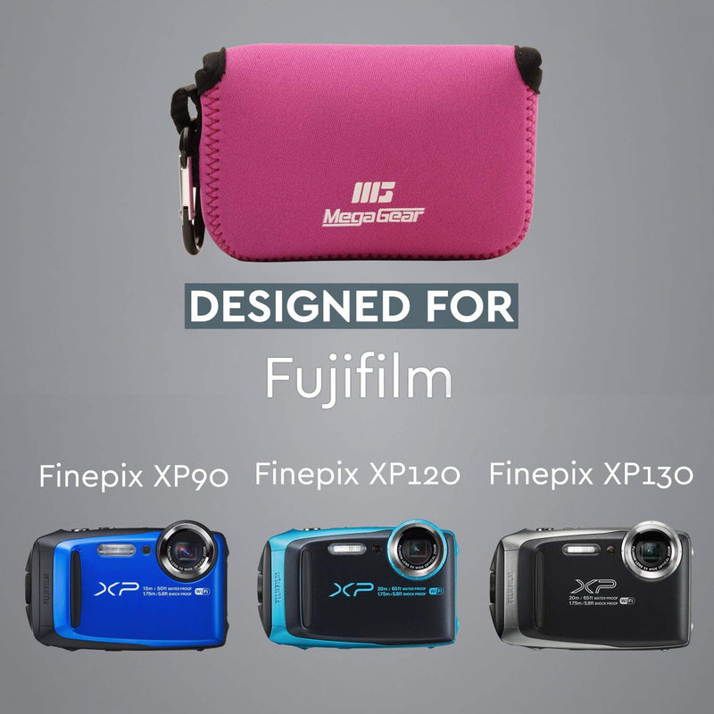 MegaGear MG807 Ultra Light Neoprene Camera Case compatible with Fujifilm FinePix XP140, XP130, XP120, XP90 - Hot Pink