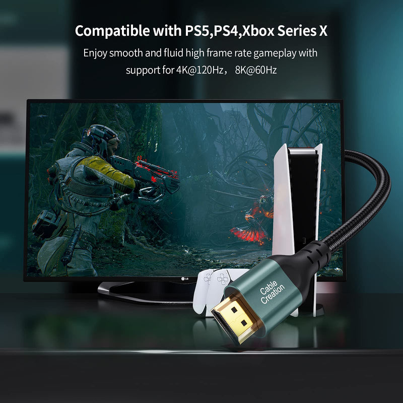 HDMI Cable for PS4, CableCreation 8K HDMI Cable 10ft (48Gbps, 8K/60Hz) - 10 Feet, Xbox Series X HDMI Cable, eARC HDR HDCP 2.2 2.3 with PS5 PS4, MacBook Pro 2021, Roku TV, Sony TV, Samsung TV Green