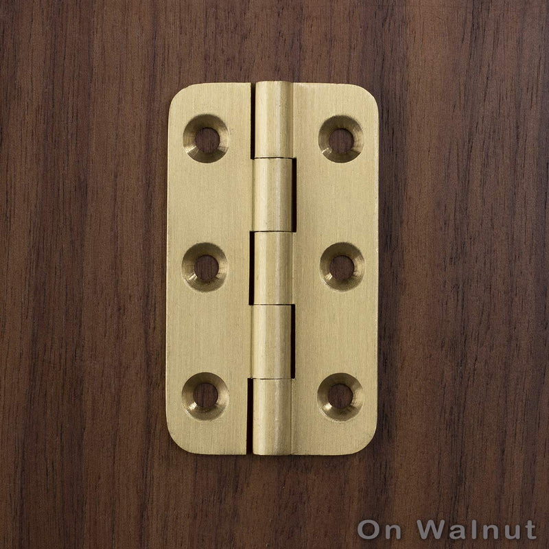 [AUSTRALIA] - Keenkee 4 PCS Brushed Solid Brass Butt Hinges 2 Inch for Cabinet Doors, Trunks, Wood, Chest Lid, Crafts, Jewelry Box and Small Wooden Boxes, Furnitures, Round Corner Mortise Brass Hinge with Screws 