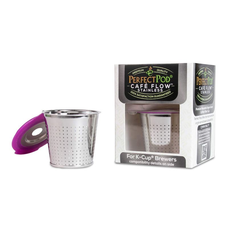 [AUSTRALIA] - Cafe Flow Stainless Steel Reusable Metal Coffee Pod Refillable Filter Cup | Compatible with Keurig 1.0, 2.0, K-Mini, K-Duo, K-Slim & Select Single K Cup Coffee Makers (See Compatibility Chart) 
