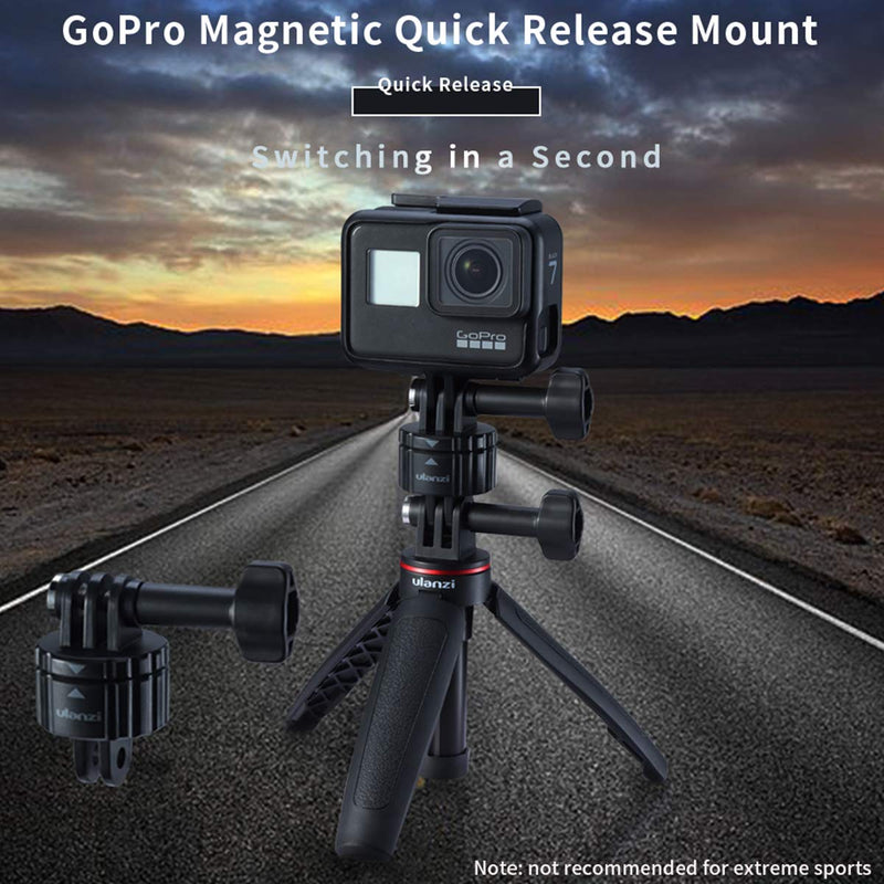 ULANZI Quick Release Base Mount for GoPro Max 8 7 6 5 4 & Action Camera, Magnetic Suction & Swivel Lock Adapter, GP-4 Mobile Video-graphy Travel Vlog Setup Attachment, 1/4" Tripod Head Included