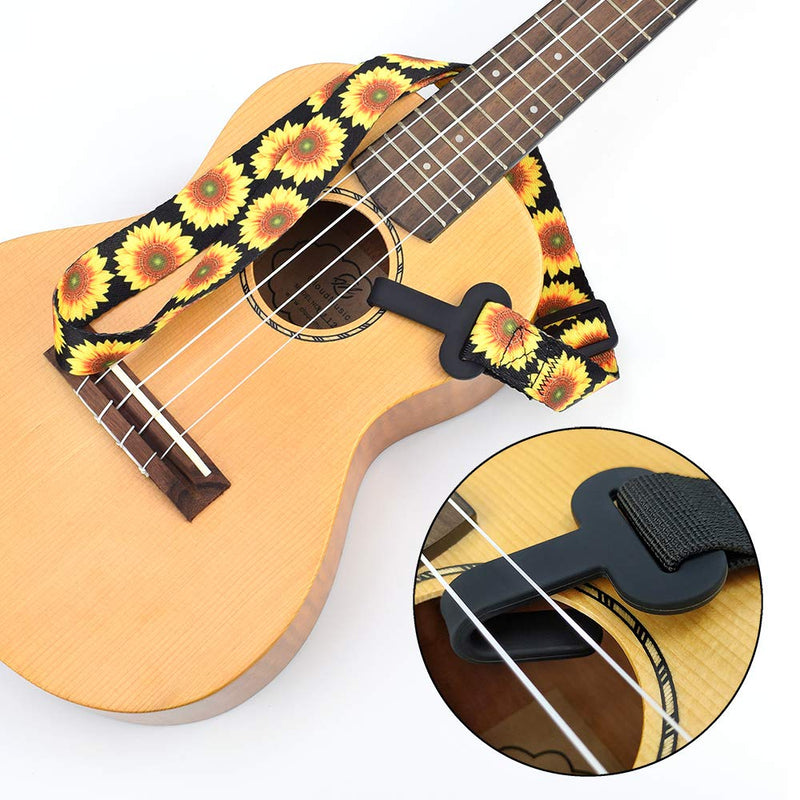 CLOUDMUSIC Ukulele Strap With Hook Button Free For Soprano Concert Tenor(Sunflowers) Sunflower