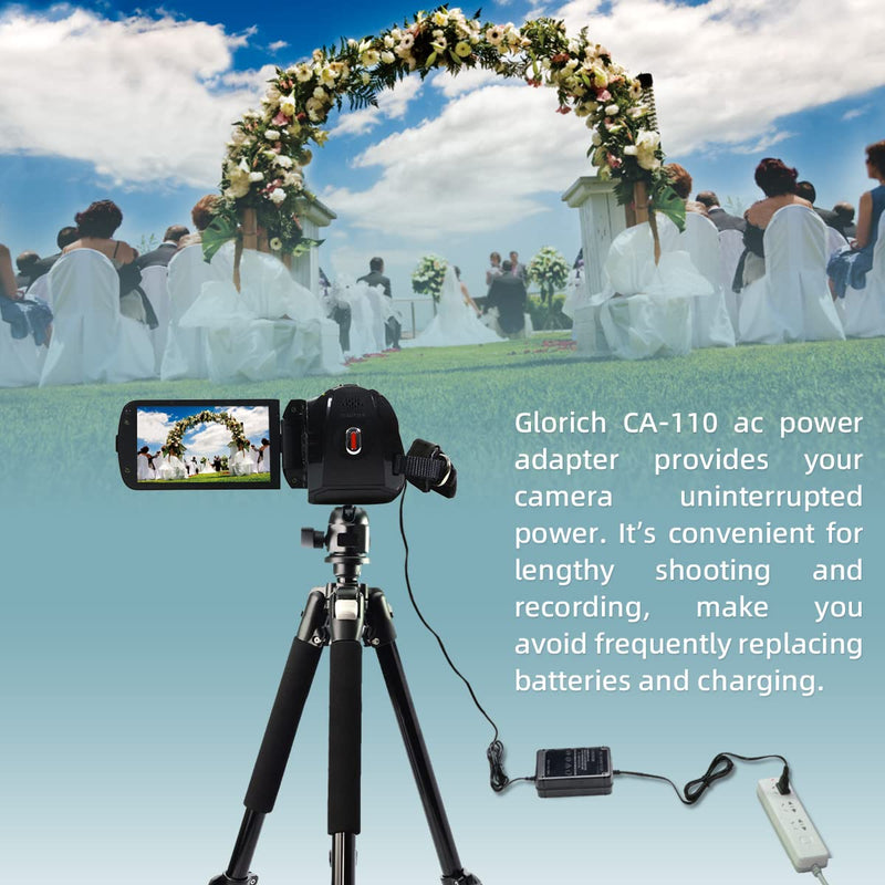 Glorich CA-110 CA110 Replacement AC Power Adapter for Canon VIXIA HF M50 M500 R60 R50 R500 R40 R400 R30 R300 R20 R200, VIXIA Mini, Mini X, LEGRIA HF R206 R46 R406 R56 R506, LEGRIA Mini, Mini X