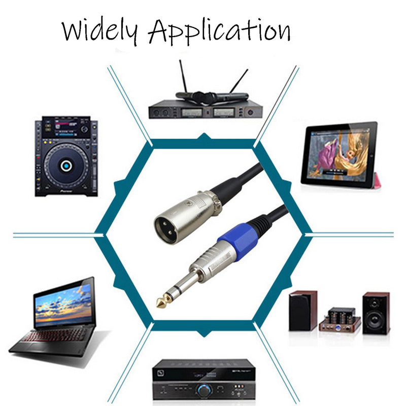 Futheda Female XLR to 6.35mm Stereo TRS Jack Lead/Balanced Signal/Audio Patch Microphone Cable 0.5m Black