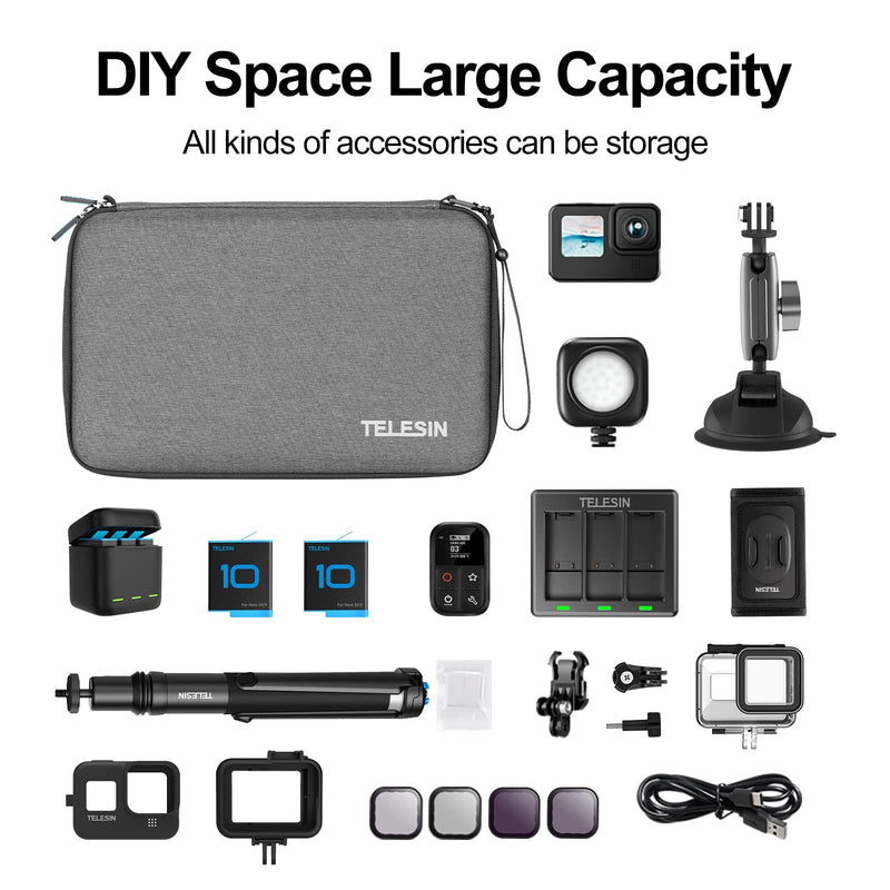 Large Carry Case For GoPro, Carrying Case Travel Bag Storage Case for GoPro Max Hero 10 9 8 7 6 5 Insta360 One R One X2 Go 2 DJI Osmo Action 2 Pocket 2 Action Camera and Accessories Large