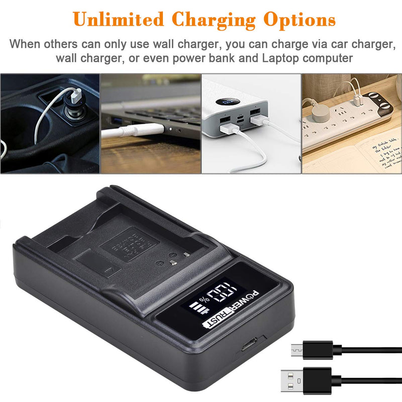 PowerTrust 2Pcs DMW-BCL7 BCL7 BCL7E Battery and LED USB Charger for Panasonic Lumix DMC-F5 DMC-FH10 DMC-FS50 DMC-SZ10 DMC-SZ9 SZ8 SZ3 SZ9 XS1 XS3 Camera