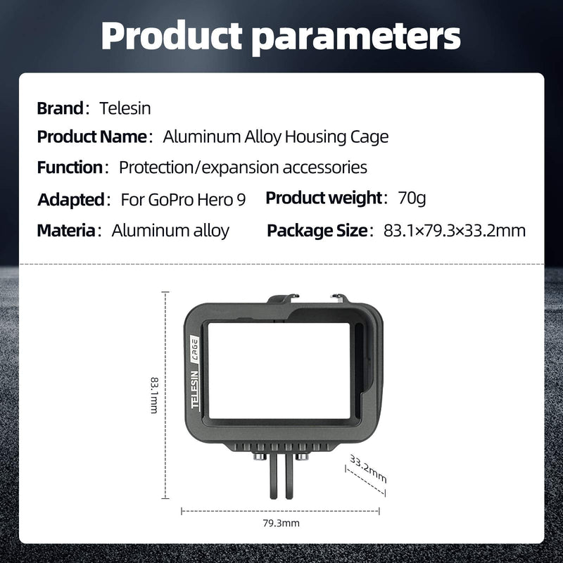 TELEISN Aluminum Case Frame for GoPro Hero 10 Hero 9 Black,Multi-Function Frame,Skeleton Housing with Microphone Mic Mount for Hero 10/9 Black (for Hero 10/9)