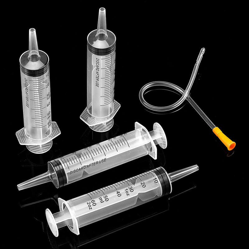 Tondiamo 4 Set Lamb and Goat Kid Feeding Kit 60 Ml Plastic Goat Syringe Feeding Tube Syringes Supplies 12.6 Inch Clear Tube Feeding Replacement Parts for Small and Weak Lamb Feeding