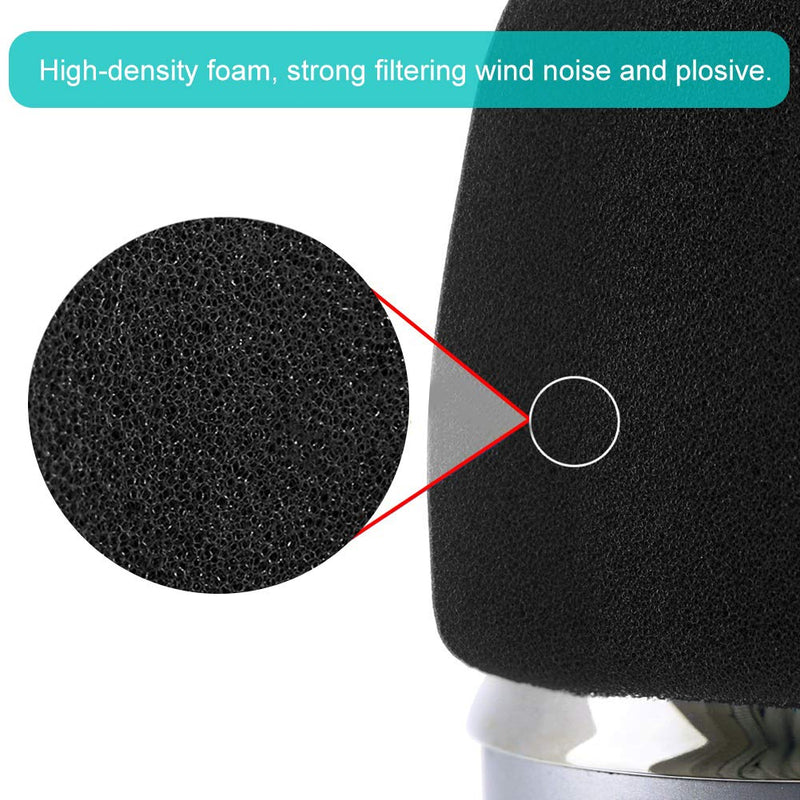 Mic Cover Foam, Large Microphone Pop Filter Foam Windshield for Condenser Microphone, Black