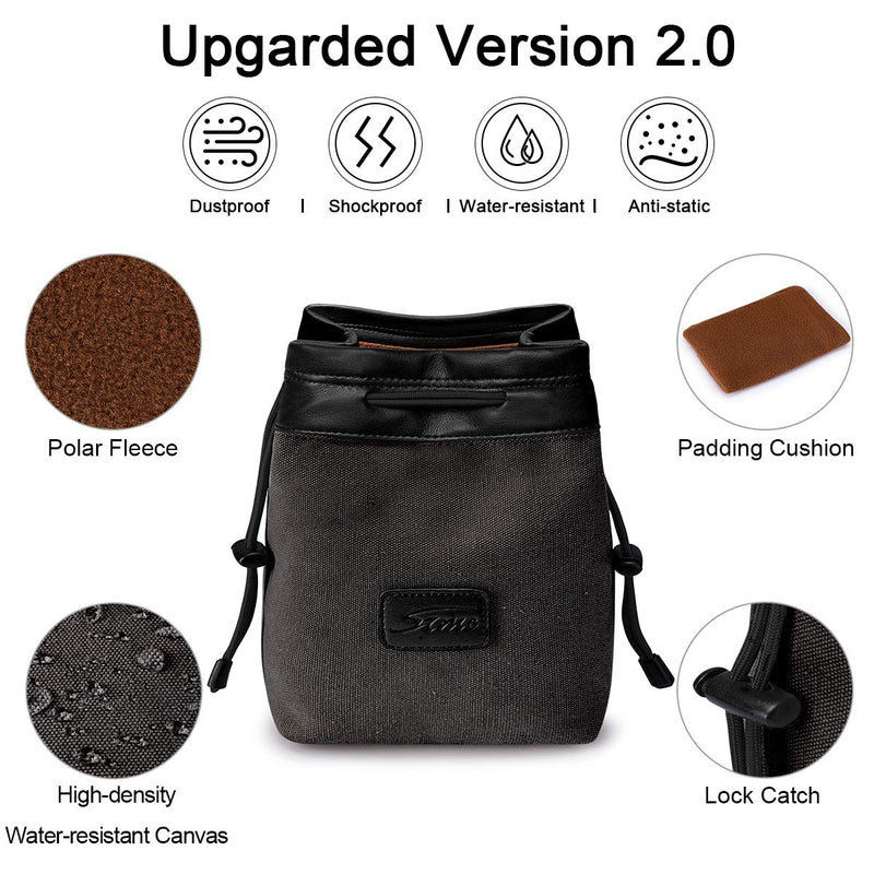[AUSTRALIA] - S-ZONE Soft Camera Bag DSLR Insert Handbag Drawstring Lens Case Compatible with Canon Nikon Sony Small Dark Gray 