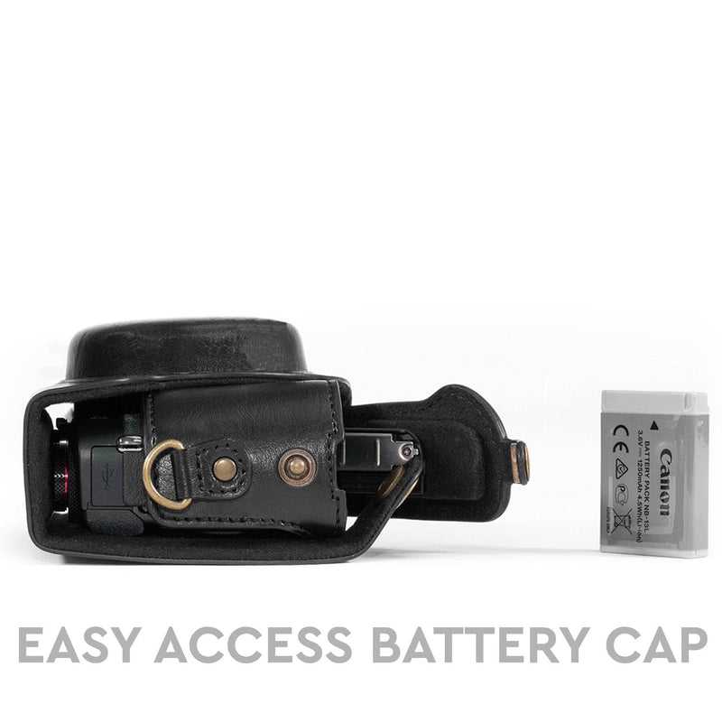 MegaGear "Ever Ready" Protective Leather Camera Case, Bag for Canon PowerShot G7 X Digital Camera (Black) Black
