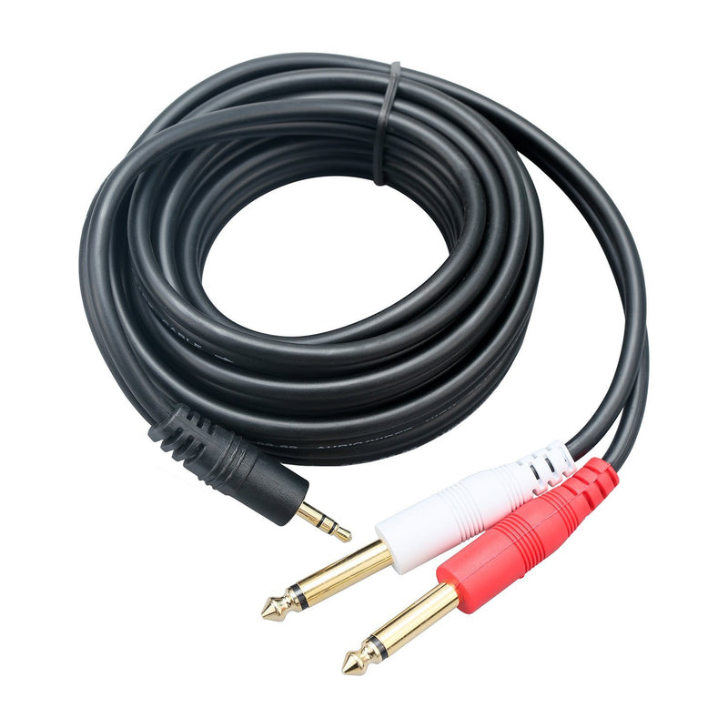Baolongking 6.3mm Mono 1/4 inch Jack to 3.5mm Stereo Jack Audio Cable Instrument Cable Male to Male with Zinc Alloy Housing and Nylon braid (1M) 1M