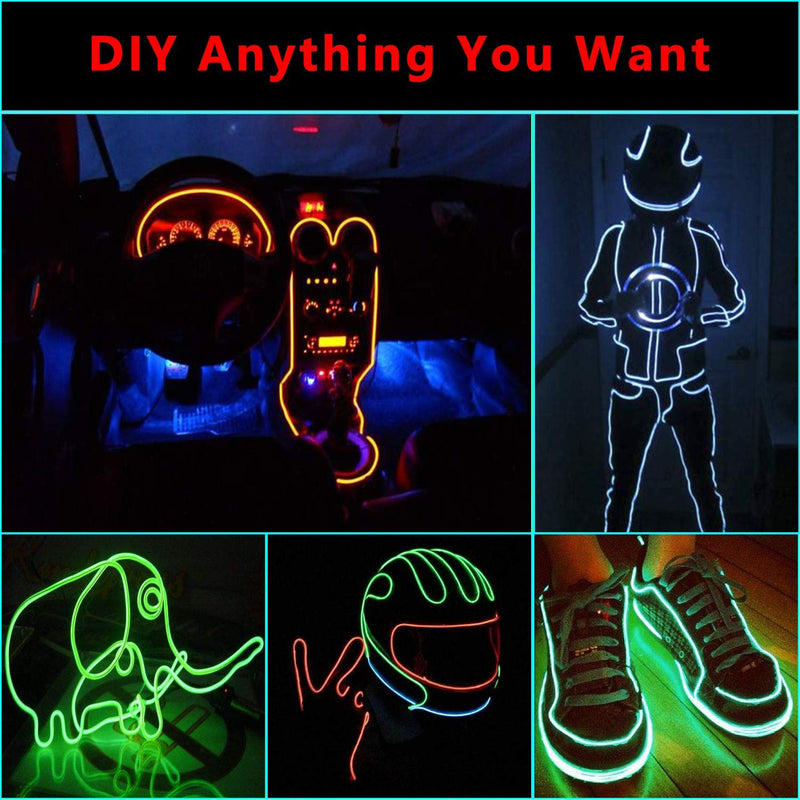 [AUSTRALIA] - M.best Neon Light El Wire for Automotive Car Interior Decoration with 6mm Sewing Edge (5M/15FT, Red) 5M/15FT 